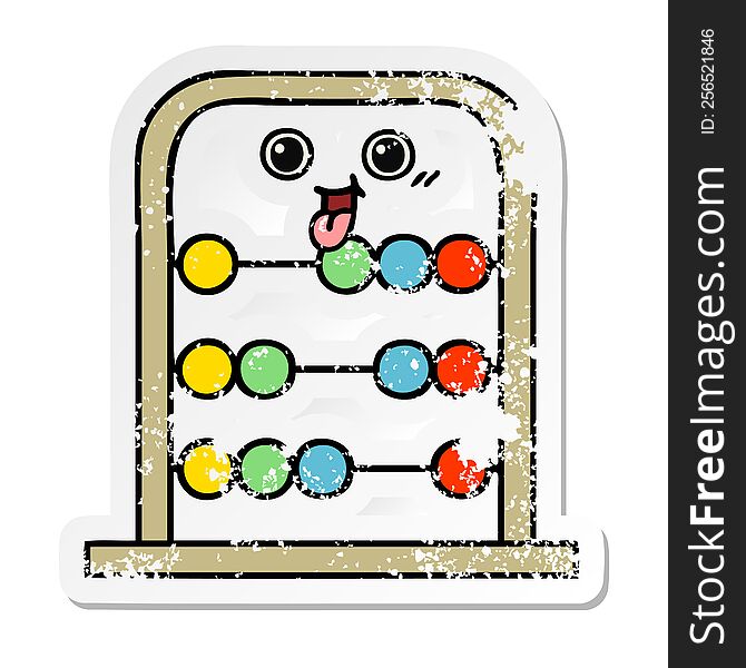 distressed sticker of a cute cartoon abacus