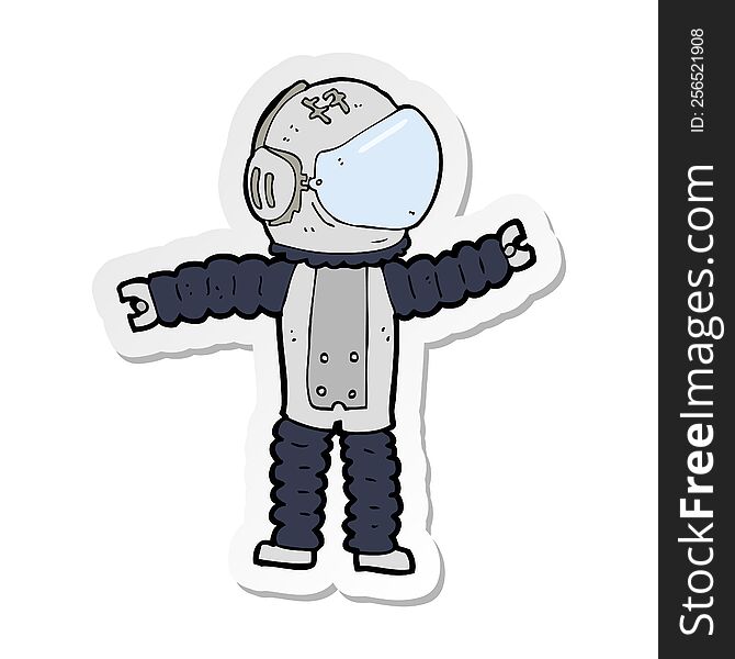 Sticker Of A Cartoon Astronaut Reaching