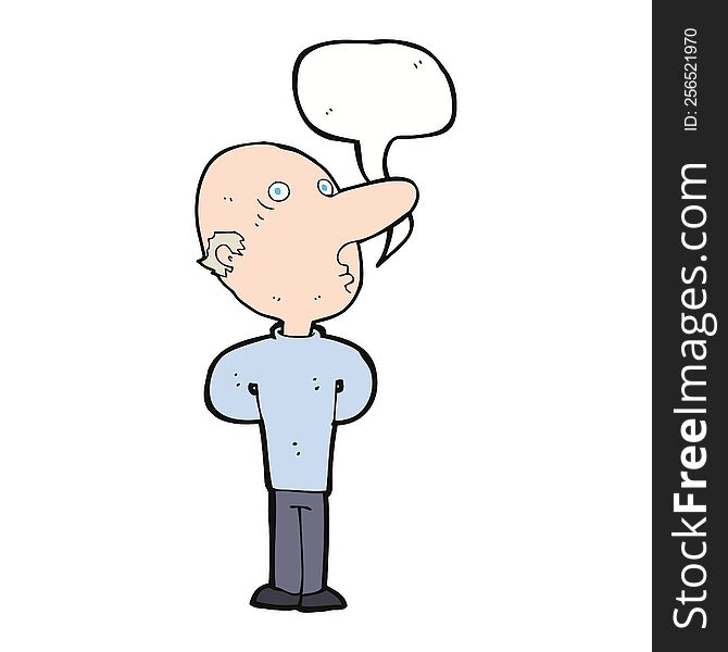 Cartoon Balding Man With Speech Bubble