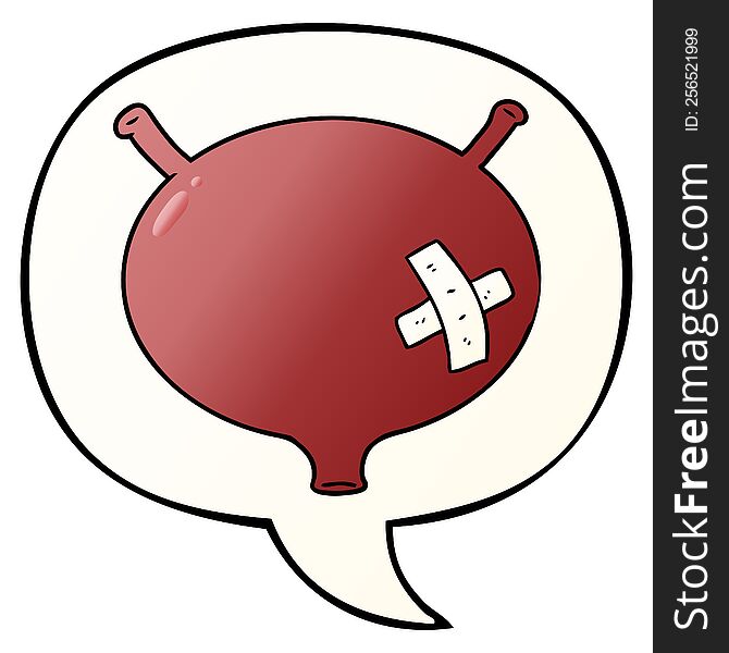 cartoon bladder with speech bubble in smooth gradient style