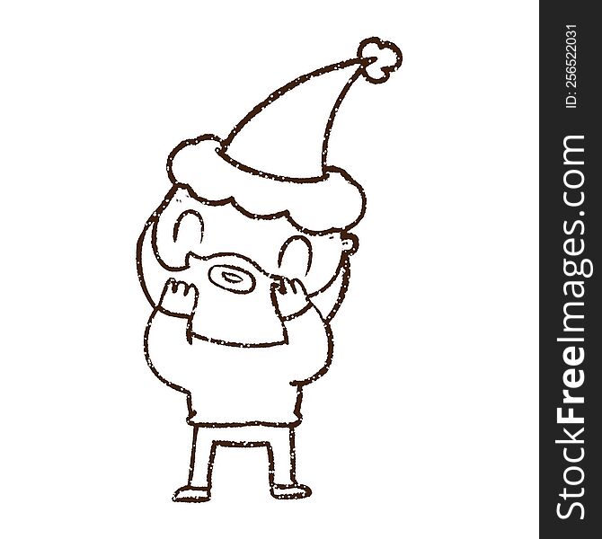 Christmas Man Charcoal Drawing