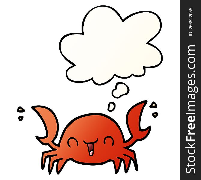 cartoon crab with thought bubble in smooth gradient style