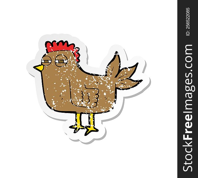 retro distressed sticker of a cartoon sly hen