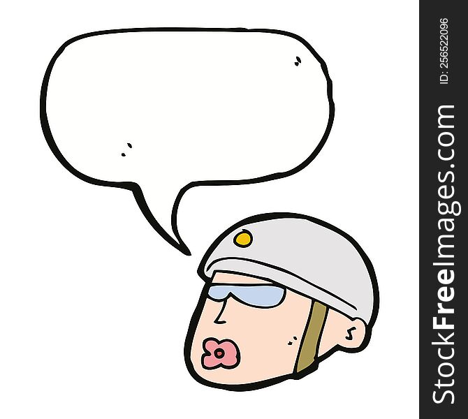 cartoon policeman head with speech bubble