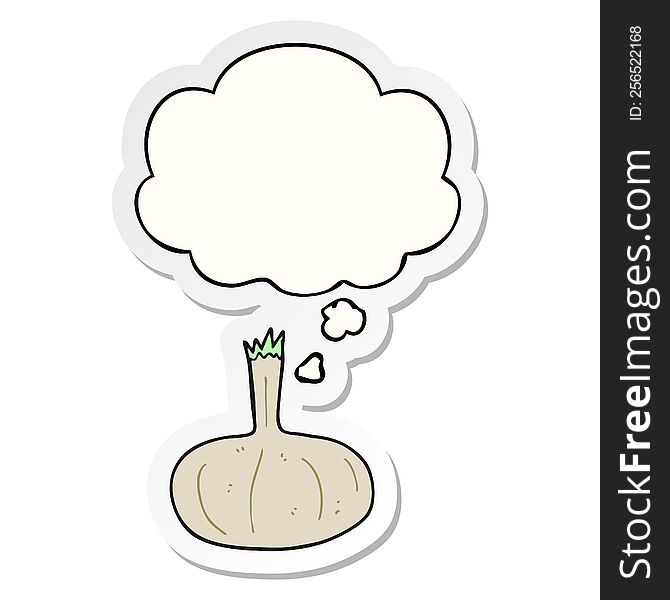 cartoon onion with thought bubble as a printed sticker