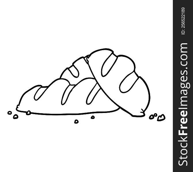 line drawing of a loaves of freshly baked bread. line drawing of a loaves of freshly baked bread