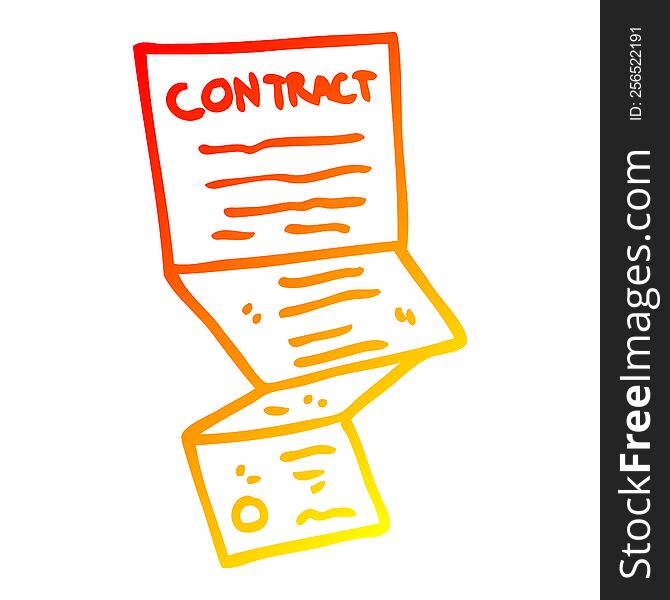 warm gradient line drawing of a cartoon complicated contract