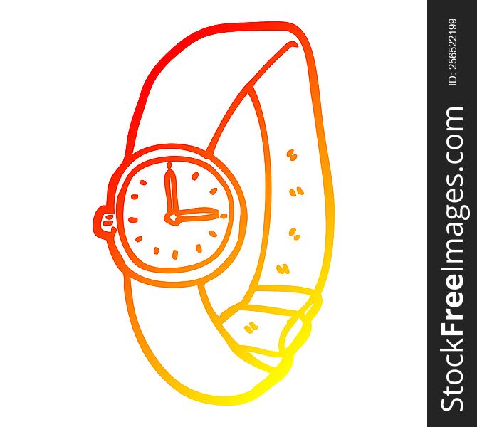 warm gradient line drawing of a cartoon wrist watch