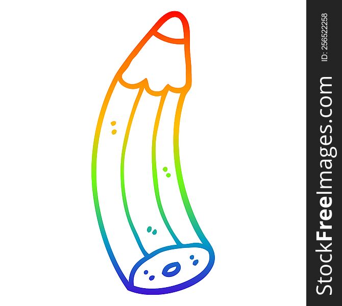 rainbow gradient line drawing of a cartoon pencil