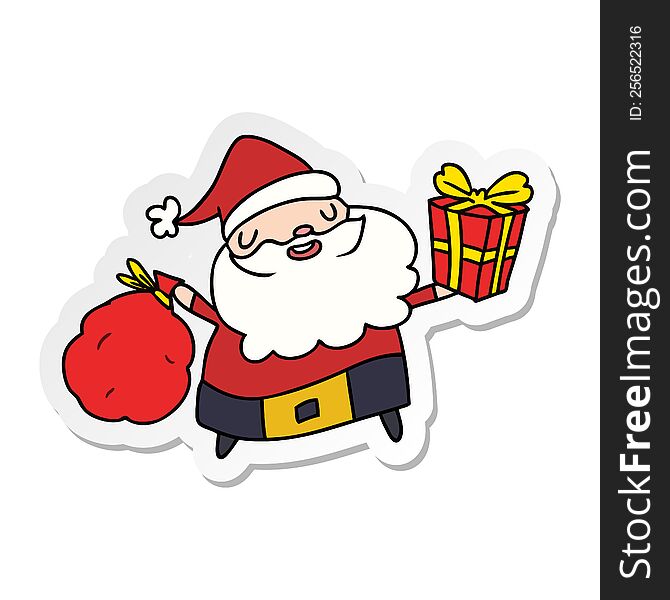 Christmas Sticker Cartoon Of Kawaii Santa