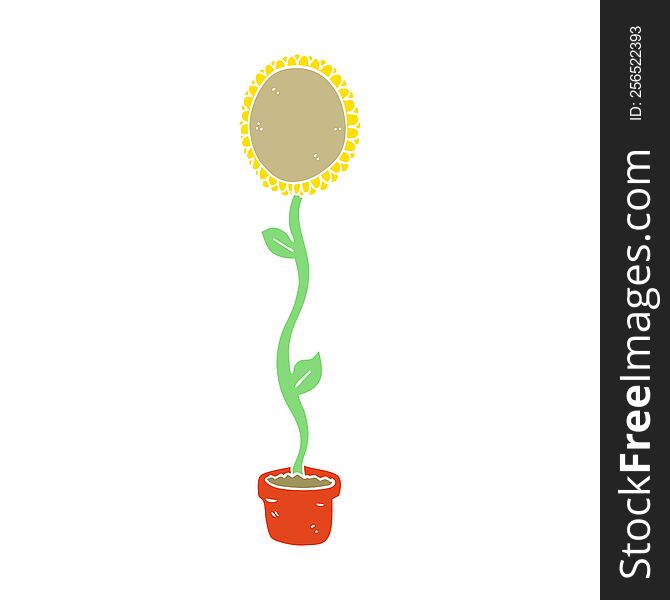 Flat Color Style Cartoon Sunflower