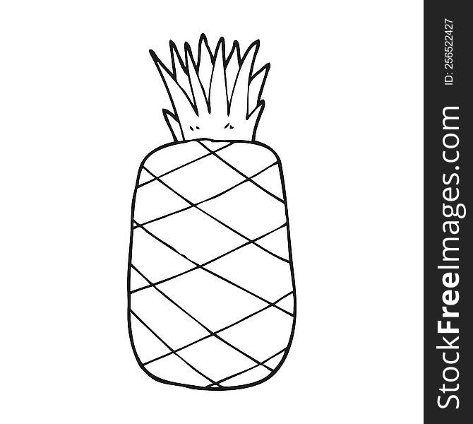 Black And White Cartoon Pineapple