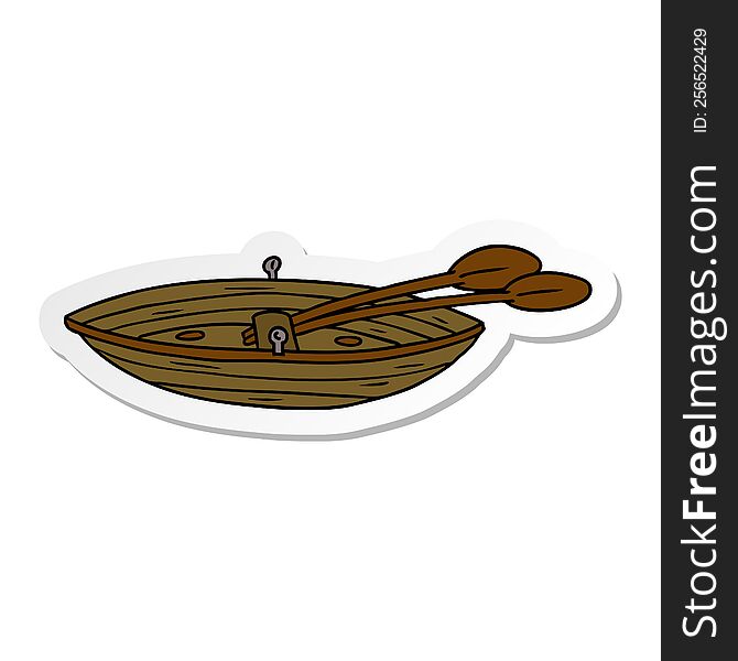 hand drawn sticker cartoon doodle of a wooden boat