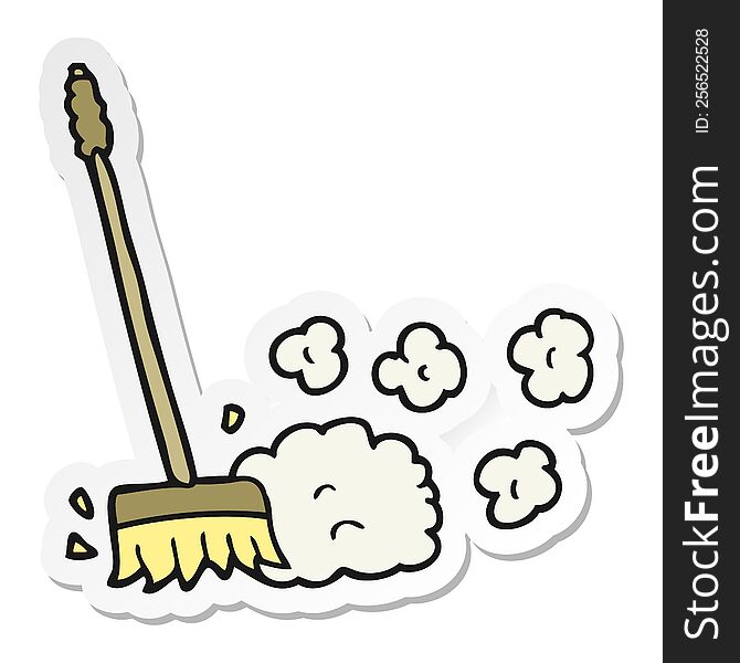 sticker of a cartoon sweeping brush
