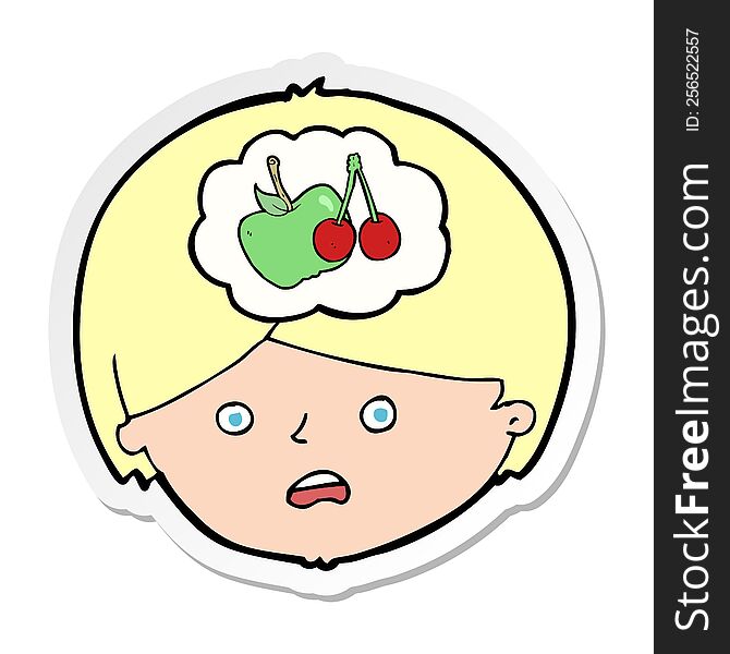 sticker of a cartoon man thinking about healthy eating