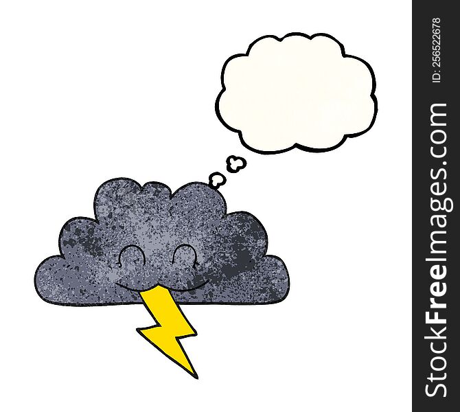freehand drawn thought bubble textured cartoon storm cloud