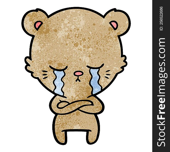 crying cartoon bear with folded arms. crying cartoon bear with folded arms