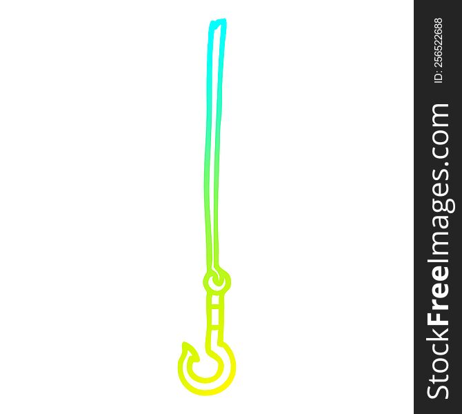 cold gradient line drawing of a cartoon hook