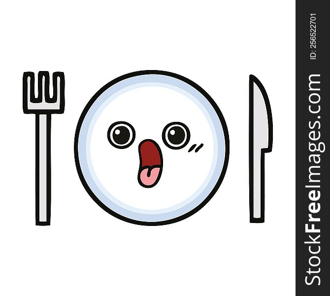 cute cartoon of a dinner plate. cute cartoon of a dinner plate