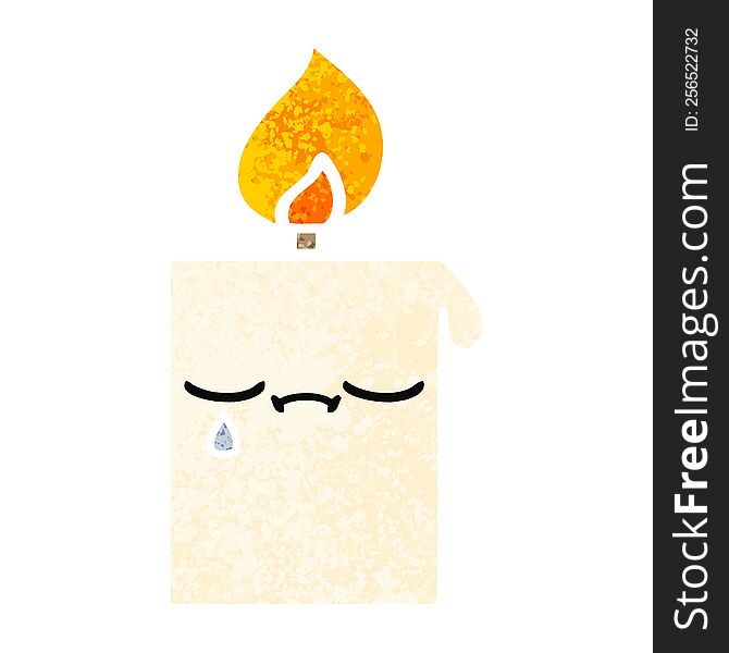 retro illustration style cartoon of a lit candle