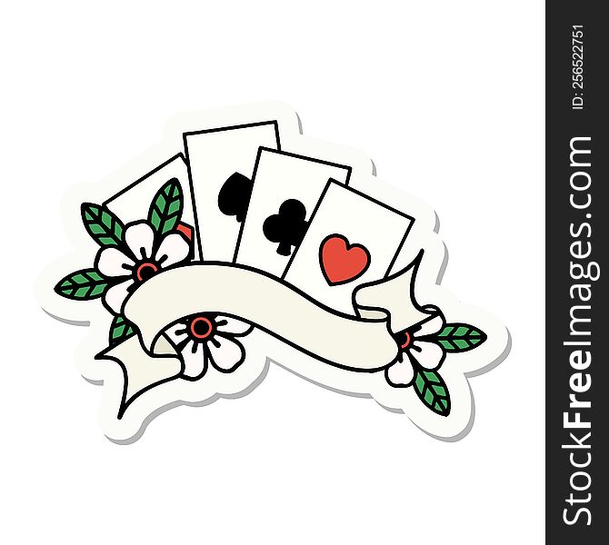 sticker of tattoo in traditional style of cards and banner. sticker of tattoo in traditional style of cards and banner