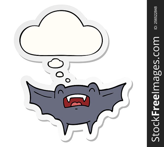 Cartoon Vampire Bat And Thought Bubble As A Printed Sticker