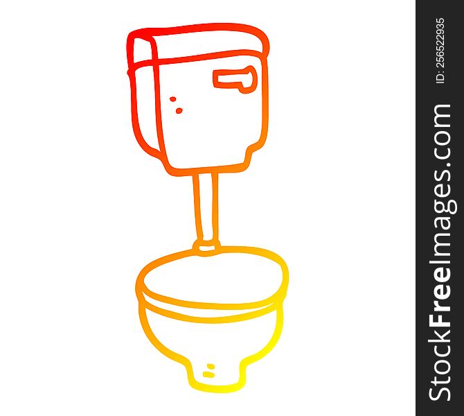 warm gradient line drawing of a cartoon closed toilet