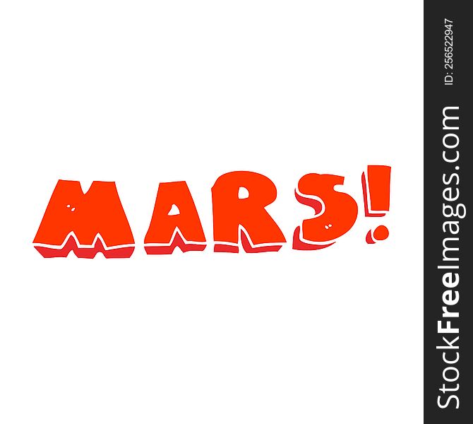 flat color illustration of a cartoon Mars text symbol