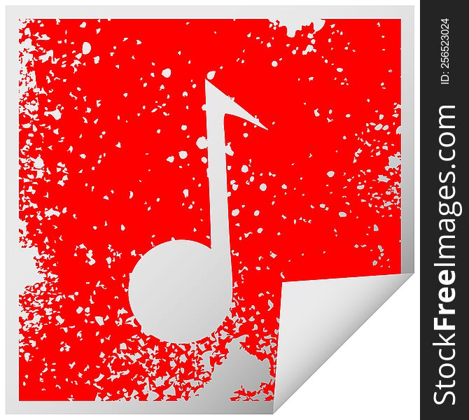 Distressed Square Peeling Sticker Symbol Musical Note