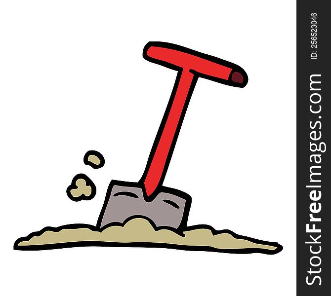 Cartoon Doodle Shovel In Dirt