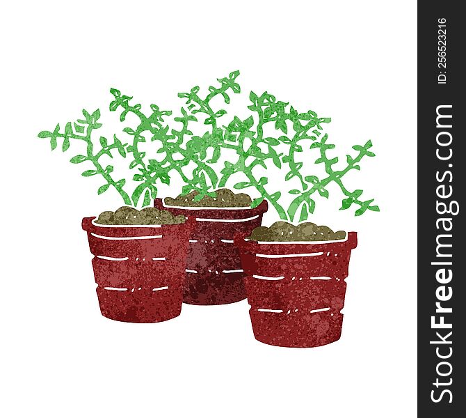 Retro Cartoon Potted Plants