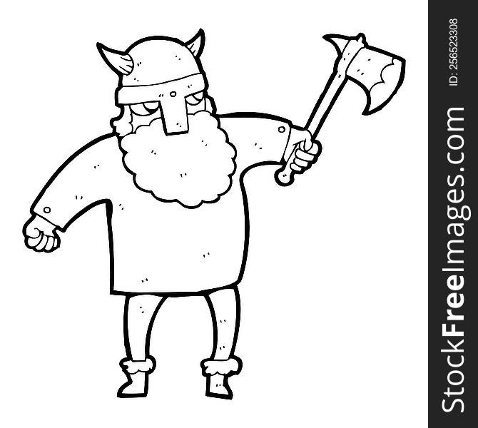 Black And White Cartoon Viking Warrior