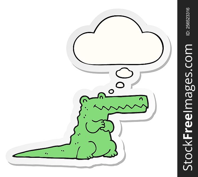cartoon crocodile with thought bubble as a printed sticker
