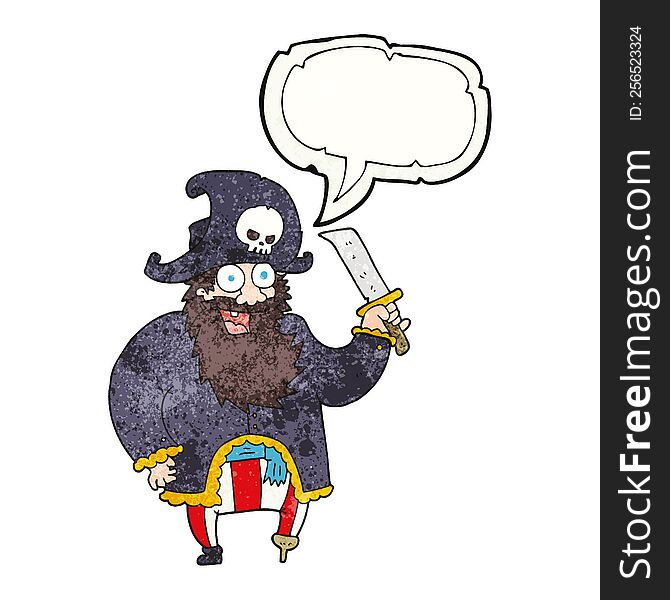Speech Bubble Textured Cartoon Pirate Captain