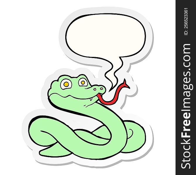 Cartoon Snake And Speech Bubble Sticker