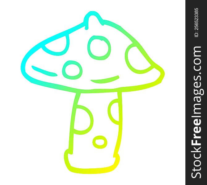 Cold Gradient Line Drawing Cartoon Toadstool