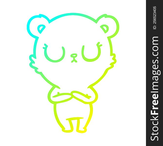 cold gradient line drawing of a peaceful cartoon polar bear
