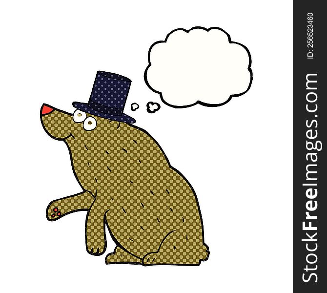 Thought Bubble Cartoon Bear In Top Hat