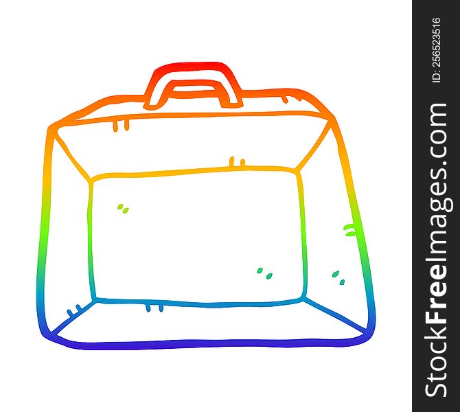 rainbow gradient line drawing of a cartoon budget briefcase