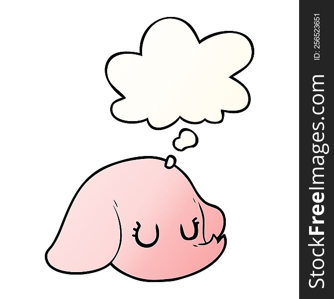 Cartoon Elephant Face And Thought Bubble In Smooth Gradient Style