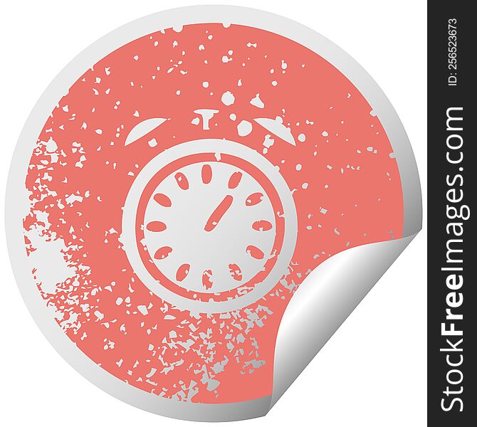 Distressed Circular Peeling Sticker Symbol Alarm Clock