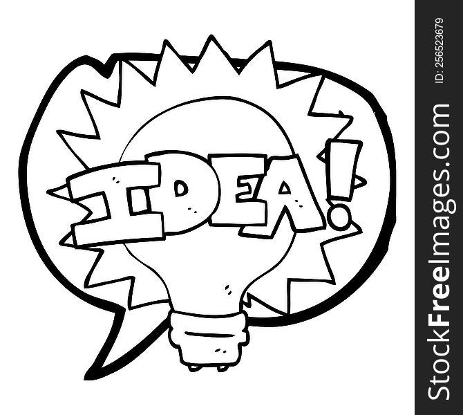 freehand drawn speech bubble cartoon idea light bulb symbol