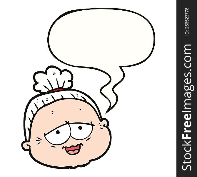 Cartoon Old Lady And Speech Bubble