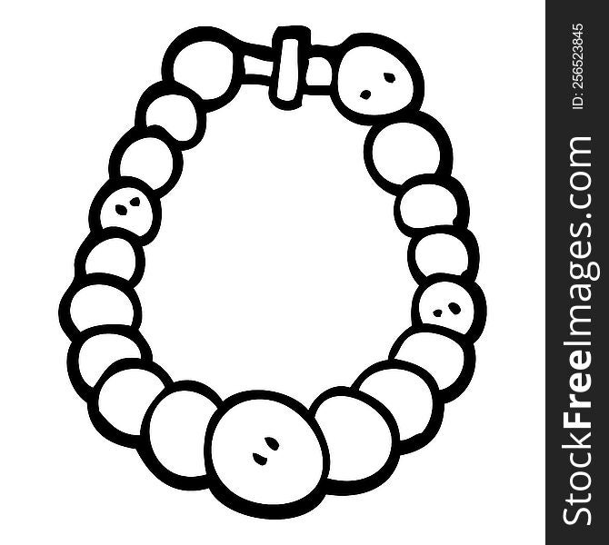 Line Drawing Cartoon White Pearl Necklace