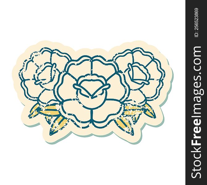 Distressed Sticker Tattoo Style Icon Of A Bouquet Of Flowers