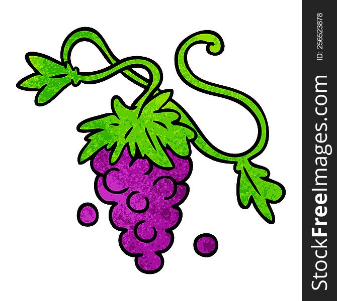 hand drawn textured cartoon doodle of grapes on vine
