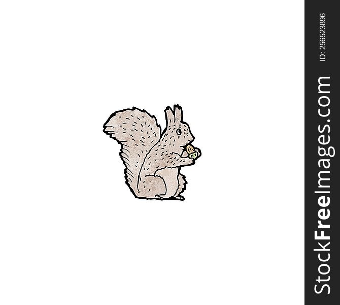 cartoon squirrel nibbling nut