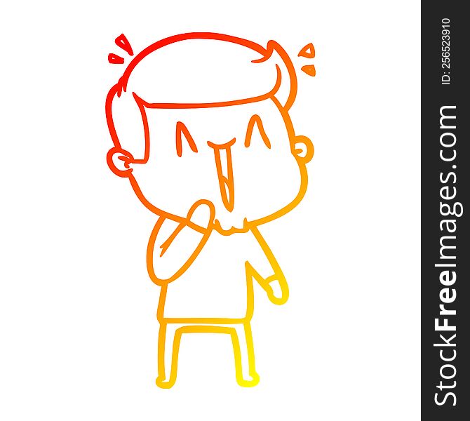 warm gradient line drawing of a cartoon excited man