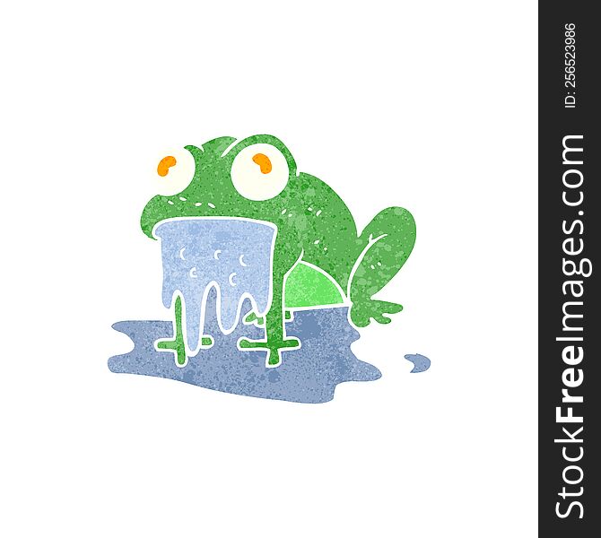 freehand retro cartoon gross little frog