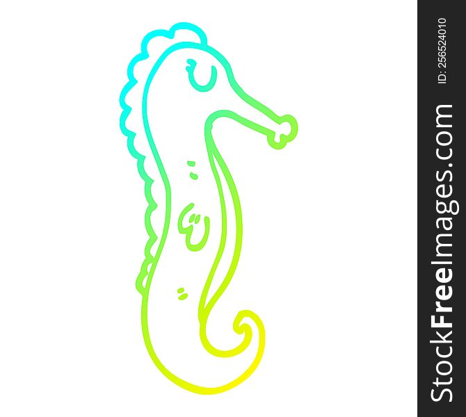 Cold Gradient Line Drawing Cartoon Sea Horse